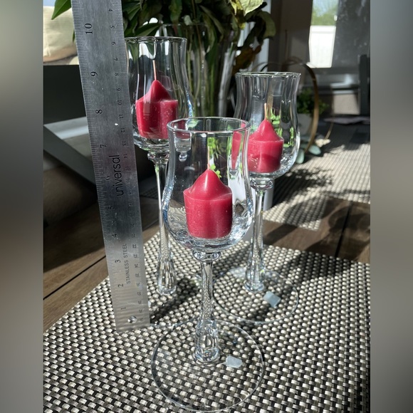 Party Lite, 3-Piece Votive Holders, Faux Champagne 🥂 Flutes, Glass, 8,9,10 Inch - Picture 2 of 7